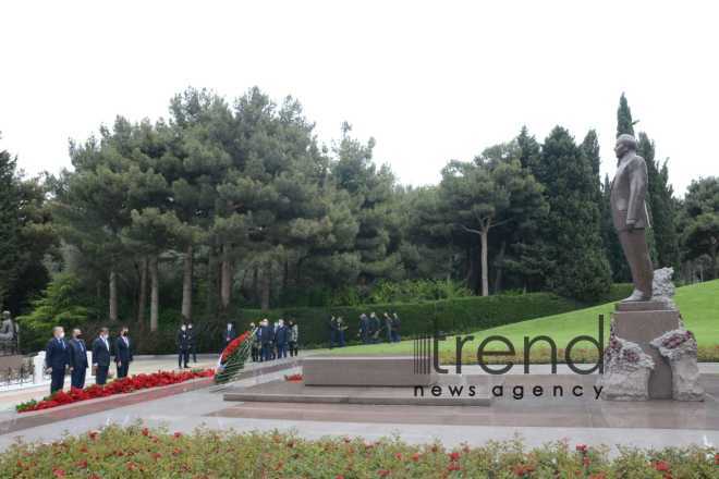 Public reps of Azerbaijan paying tribute to late National Leader Heydar Aliyev.Azerbaijan Baku May 10 2021